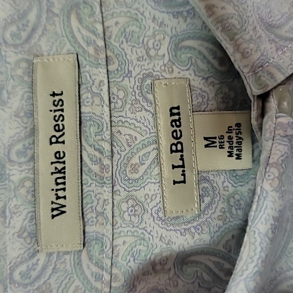 NWOT L.L. BEAN Paisley Pastel ButtonUp Collared Long Wrinkle Resist 100% Cotton - Picture 7 of 8